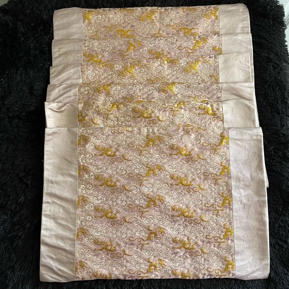 Brocade Gold Dragon Placemats 6 Chopstick Bags
